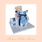 Load image into Gallery viewer, Teddy Bear Blue Bike on the Ride Diaper Cake Gift Hamper
