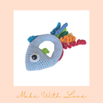 Load image into Gallery viewer, Mr Craby and Mrs Rainbow Fishy Amigurumi Rattle Plush Toy
