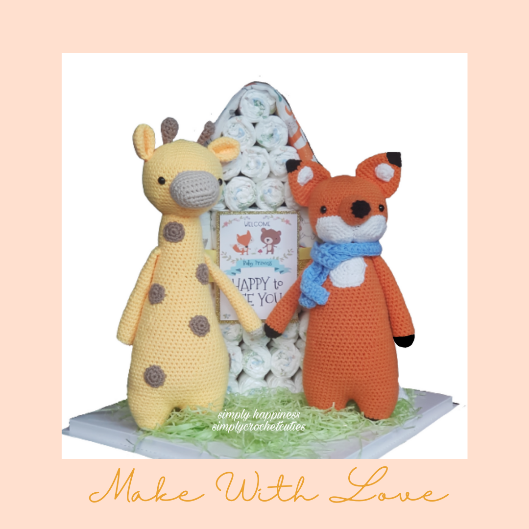 Foxy Fox And Jeff Giraffe Diaper Cake Gift Hamper Set