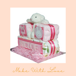 Load image into Gallery viewer, Name Block Pink Diaper Cake Gift Hamper Set
