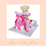 Load image into Gallery viewer, Teddy Bear Pink Bike on the Ride Diaper Cake Gift Hamper
