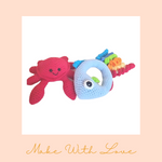 Load image into Gallery viewer, Mr Craby and Mrs Rainbow Fishy Amigurumi Rattle Plush Toy
