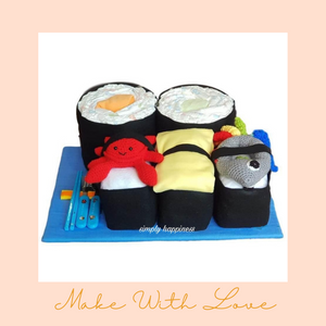 Sushi Blue Diaper Cake Gift Hamper Set