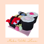 Load image into Gallery viewer, Sushi Pink Diaper Cake Gift Hamper Set
